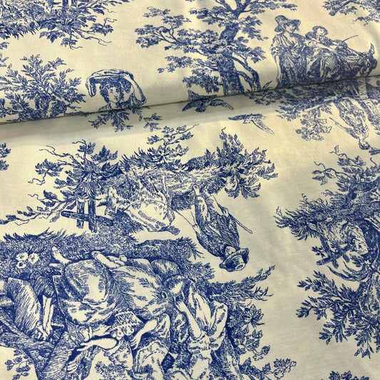 Toile Déperlante Premium - Style Jouy Bleu pour Déco et Mode - Boutique MyTissus Marckolsheim Alsace