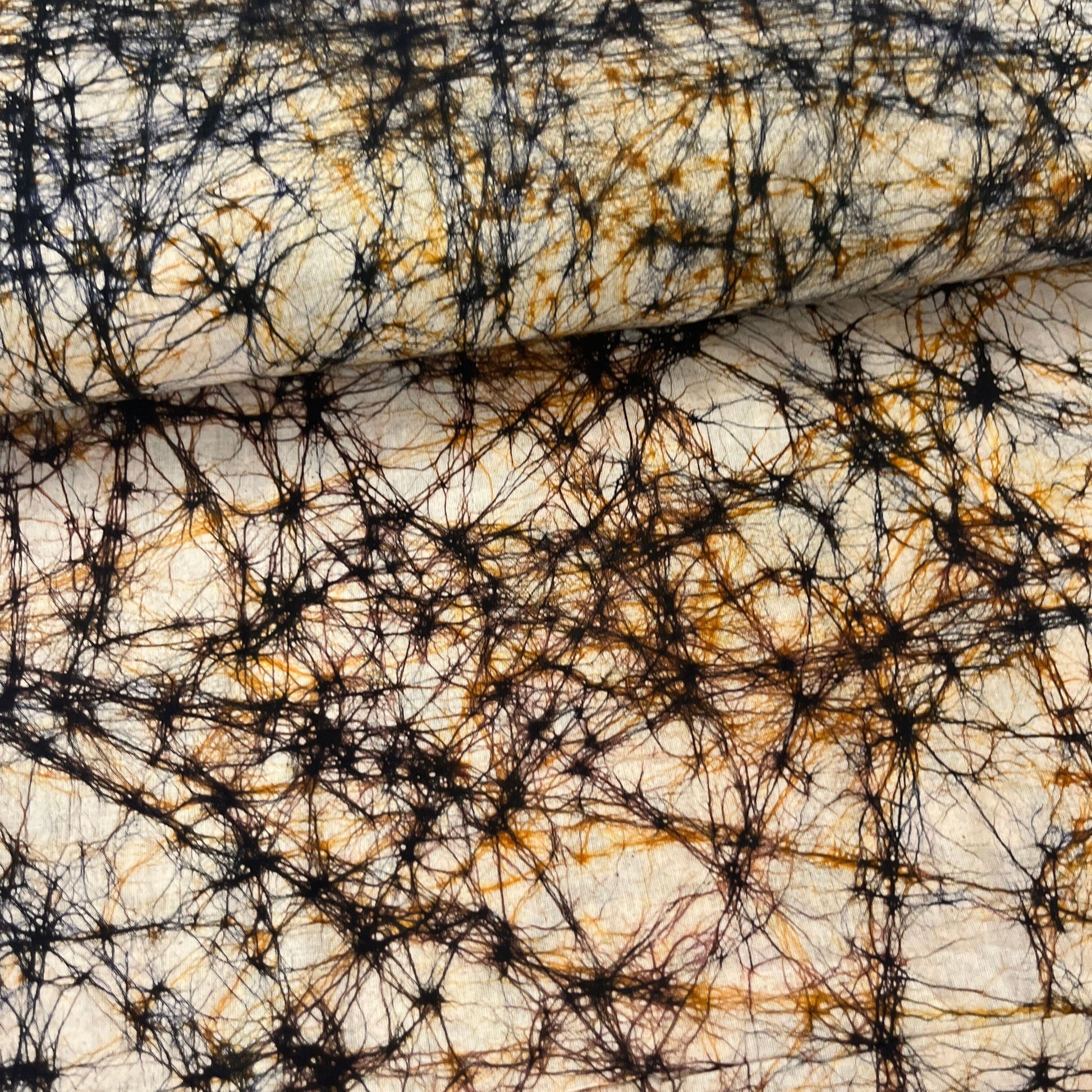 Batik Marbre Noir et Beige - Teinture Main MYTISSUS 