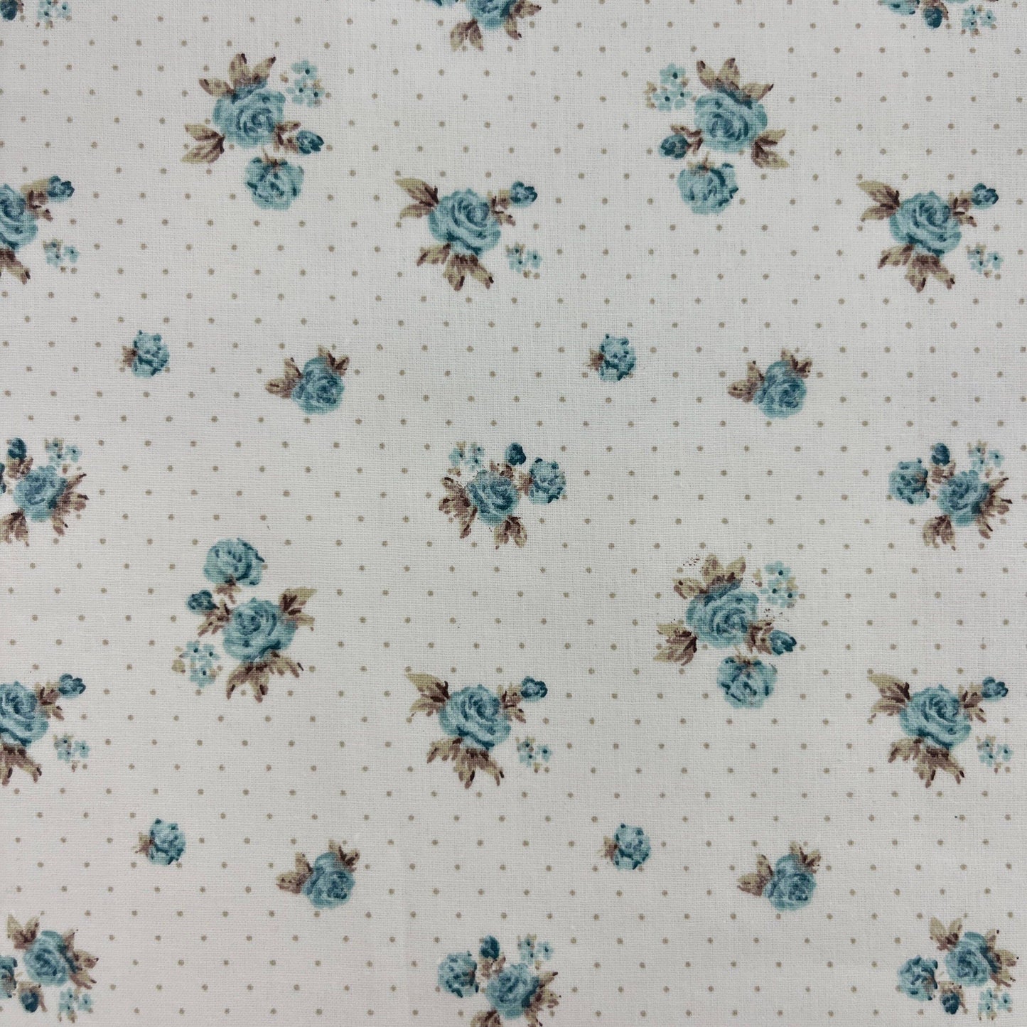 Coupon Patchwork Mytissus® - Bouquet Roses Vintage Bleu Tissu Coton MYTISSUS 