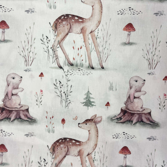 Le Coupon 120x100 Mytissus® - Bambi & Lapin Tissu Coton MYTISSUS 