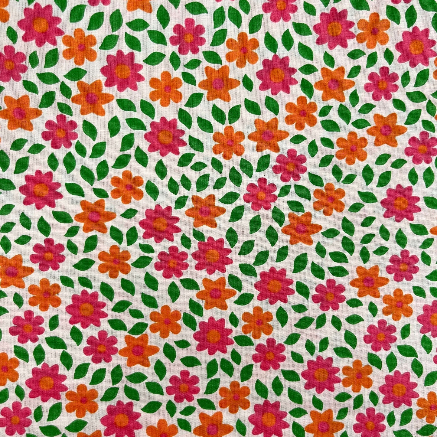 Le Coupon 120x100 Mytissus® - Fleurs Oranges Tissu Coton MYTISSUS 