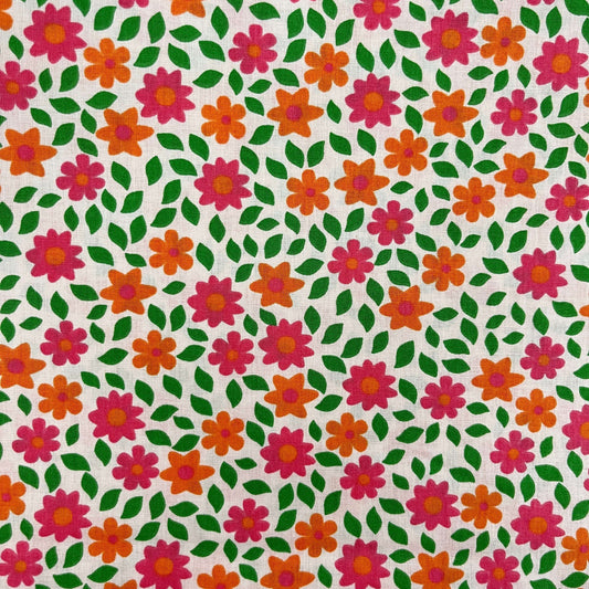 Le Coupon 120x100 Mytissus® - Fleurs Oranges Tissu Coton MYTISSUS 