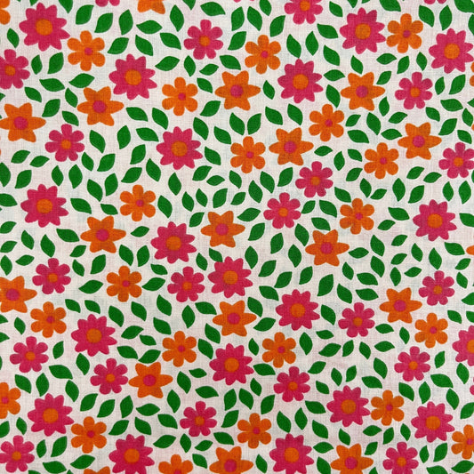 Le Coupon 120x100 Mytissus® - Fleurs Oranges Tissu Coton MYTISSUS 