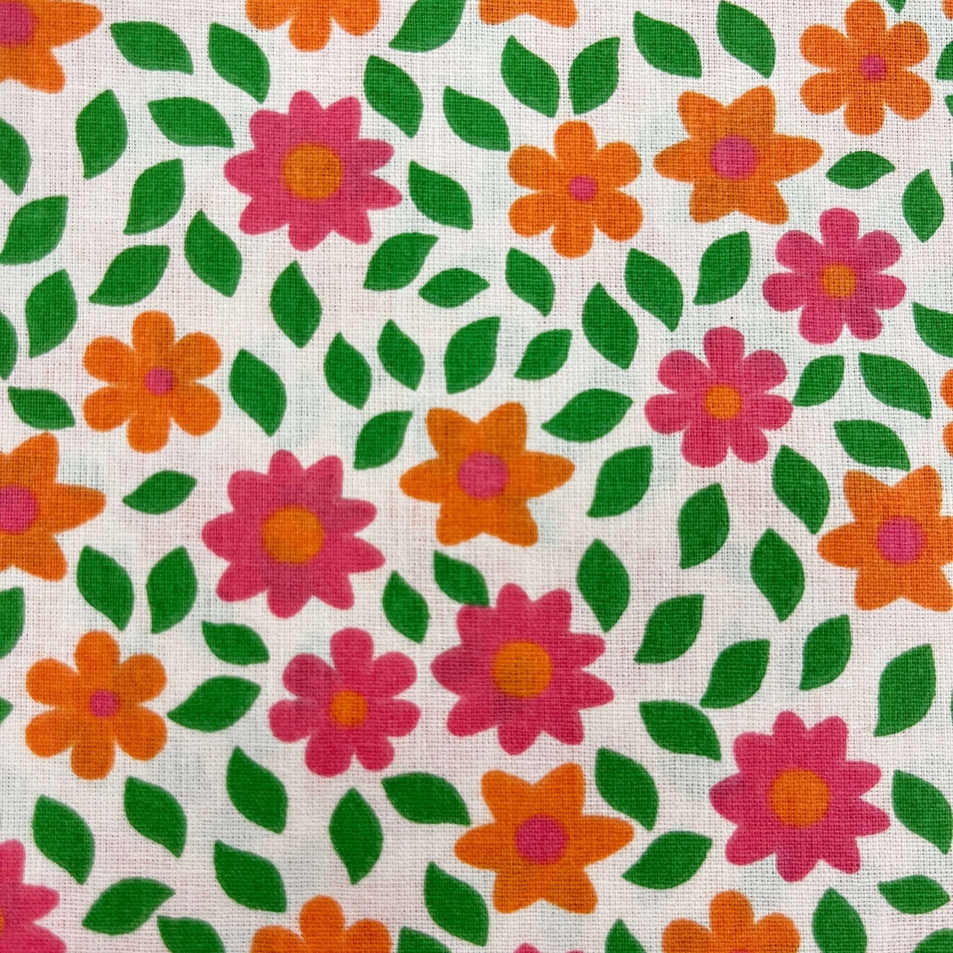 Le Coupon 120x100 Mytissus® - Fleurs Oranges Tissu Coton MYTISSUS 