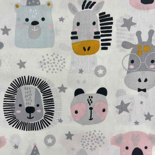 Le Coupon 120x100 Mytissus® - Têtes mignonnes d’animaux Tissu Coton MYTISSUS 