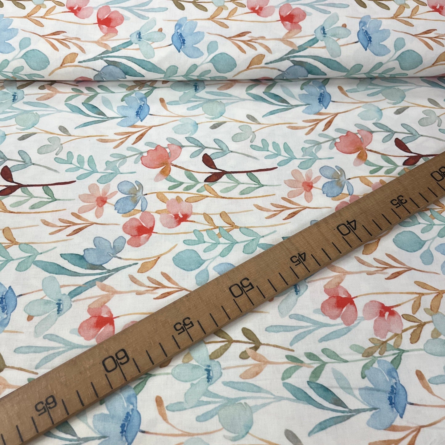 Popeline 100 % Coton Mytissus® - Aquarelle Bleu et Rose Tissu Coton MYTISSUS 