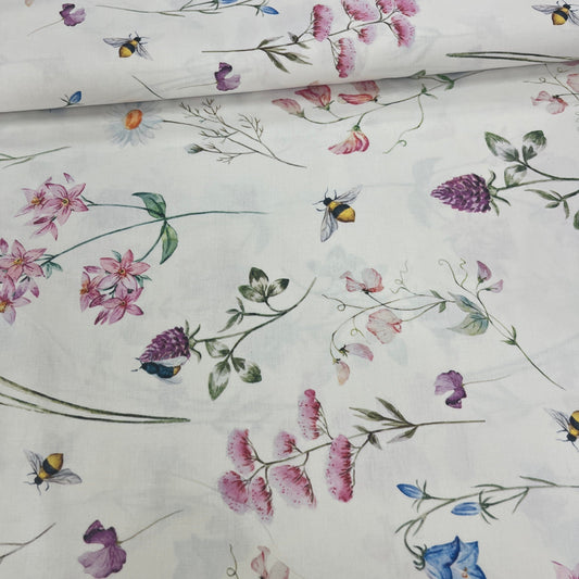 Popeline 100 % Coton Mytissus® - Aquarelle Fleurs Tissu Coton MYTISSUS 