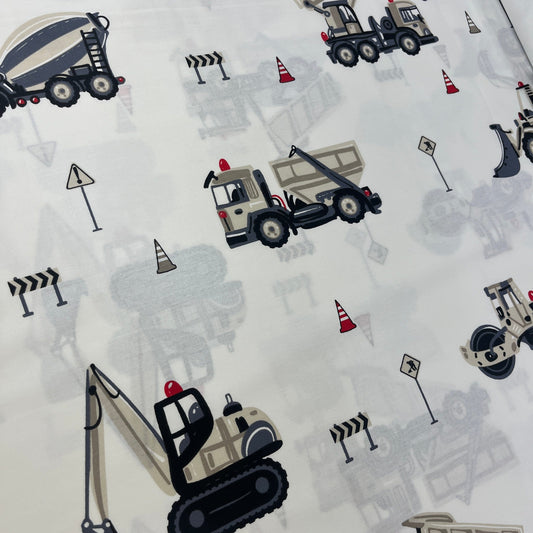 Popeline 100 % Coton Mytissus® - Camions de Chantiers Tissu Coton MYTISSUS 