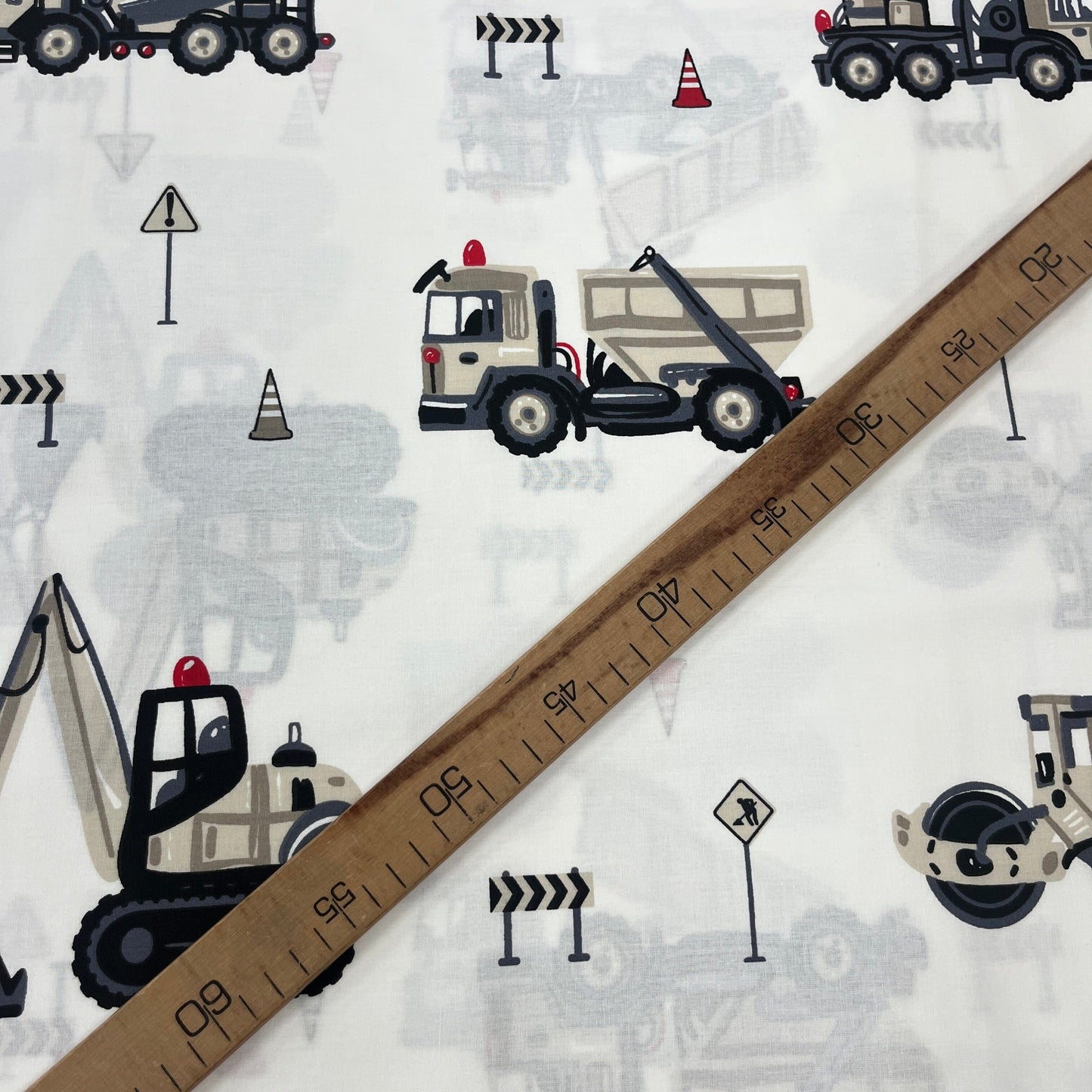 Popeline 100 % Coton Mytissus® - Camions de Chantiers Tissu Coton MYTISSUS 