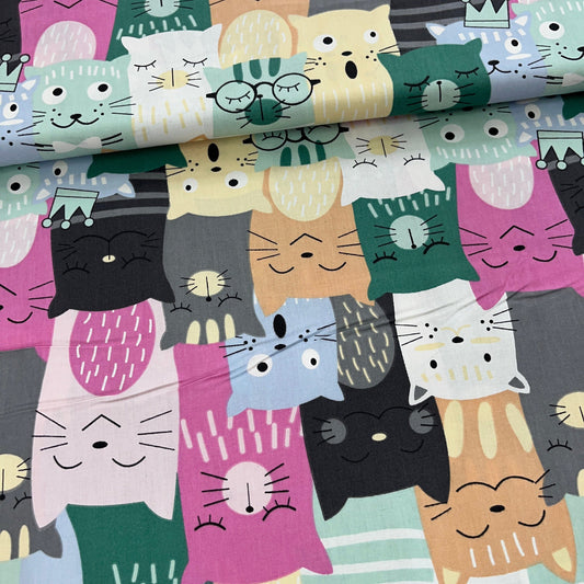 Popeline 100 % Coton Mytissus® - Chats Colorés Tissu Coton MYTISSUS 
