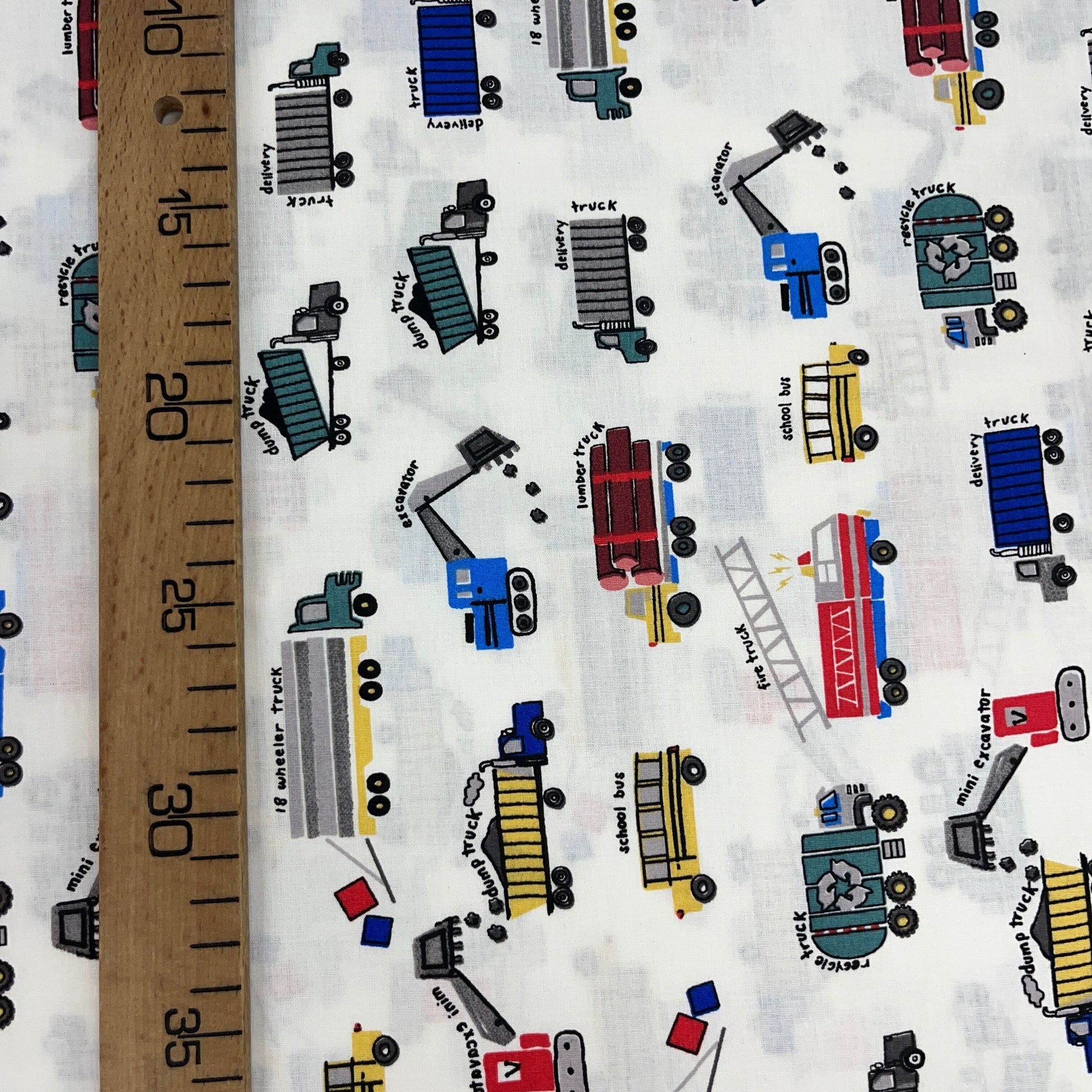 Popeline 100 % Coton Mytissus® - Engins de Chantier Tissu Coton MYTISSUS 