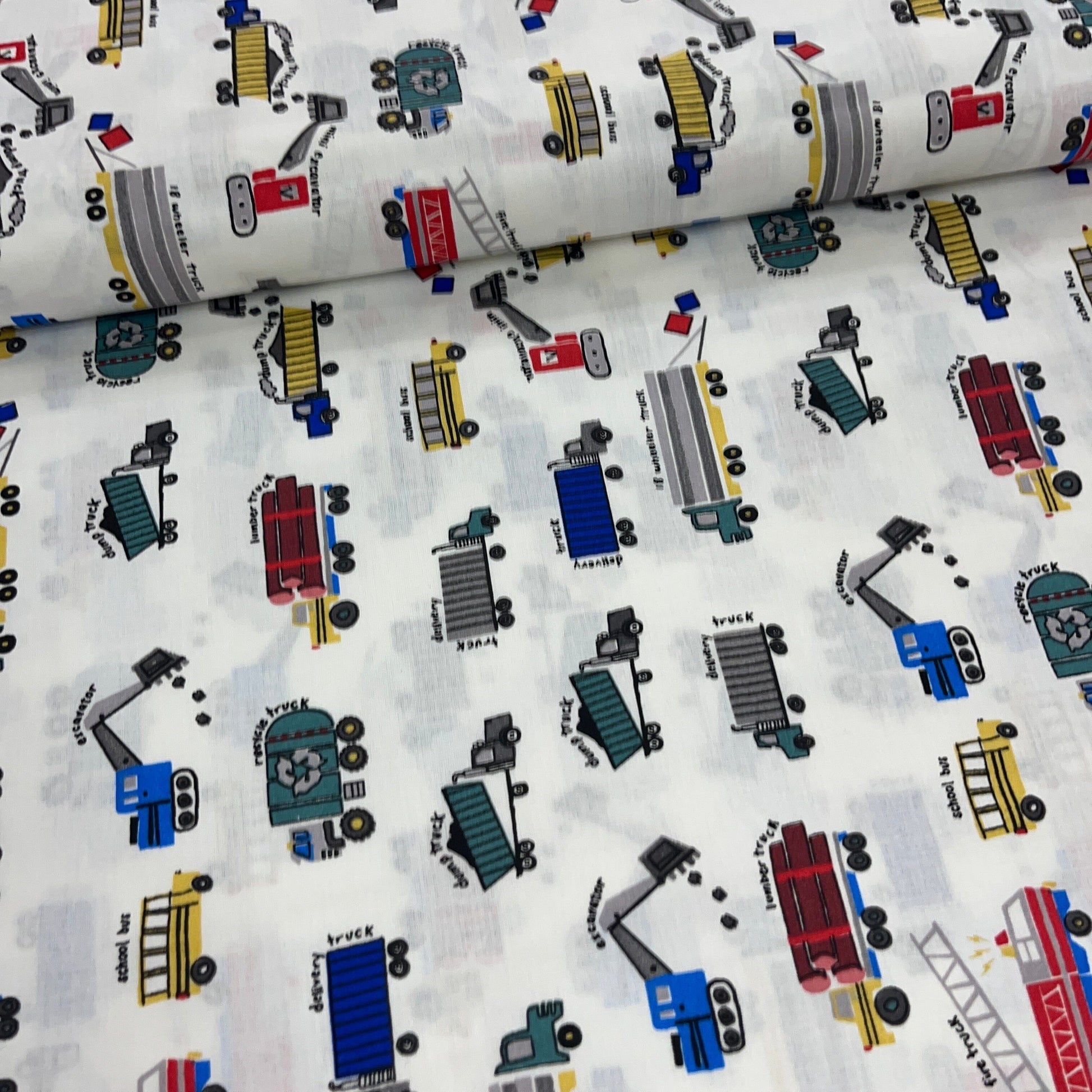 Popeline 100 % Coton Mytissus® - Engins de Chantier Tissu Coton MYTISSUS 