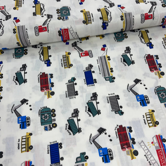 Popeline 100 % Coton Mytissus® - Engins de Chantier Tissu Coton MYTISSUS 