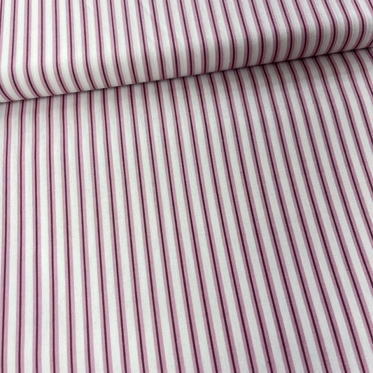 Popeline 100 % Coton Mytissus® - Fines Rayures Bordeaux Tissu Coton MYTISSUS 
