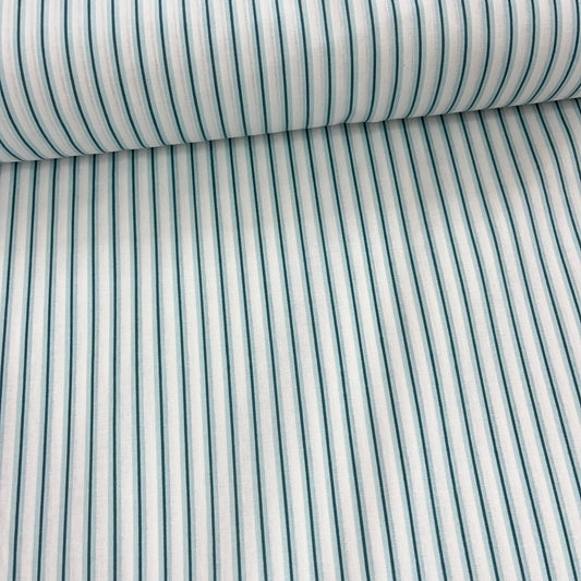Popeline 100 % Coton Mytissus® - Fines Rayures Vertes Tissu Coton MYTISSUS 
