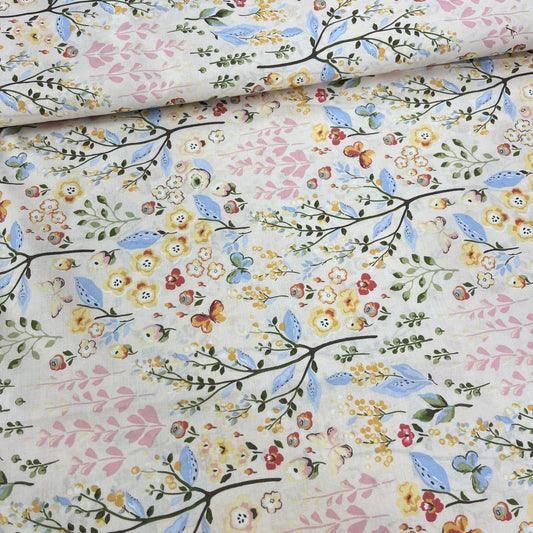 Popeline 100 % Coton Mytissus® - Fleurs Aquarelle Tissu Coton MYTISSUS 