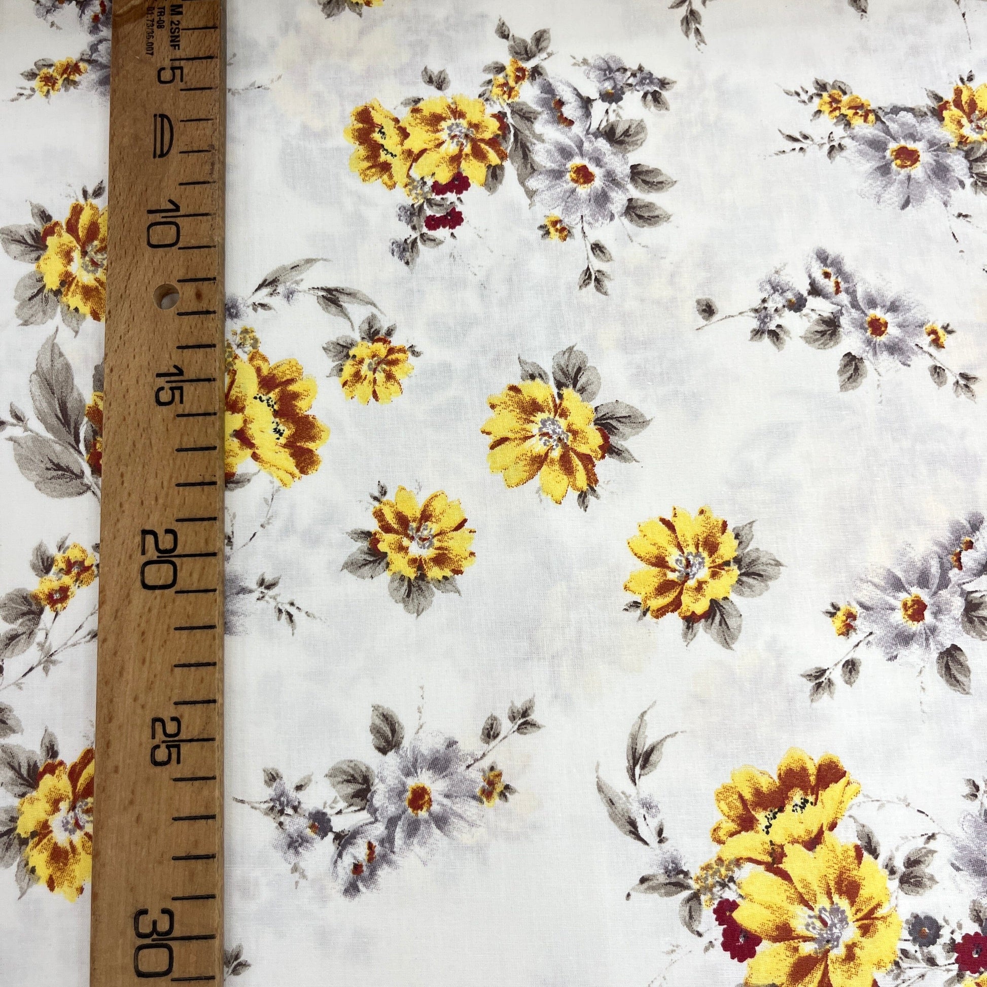 Popeline 100 % Coton Mytissus® - Fleurs Jaunes Vintage Tissu Coton MYTISSUS 