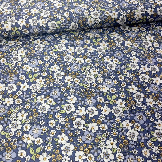 Popeline 100 % Coton Mytissus® - Fleurs Liberty Marine Tissu Coton MYTISSUS 