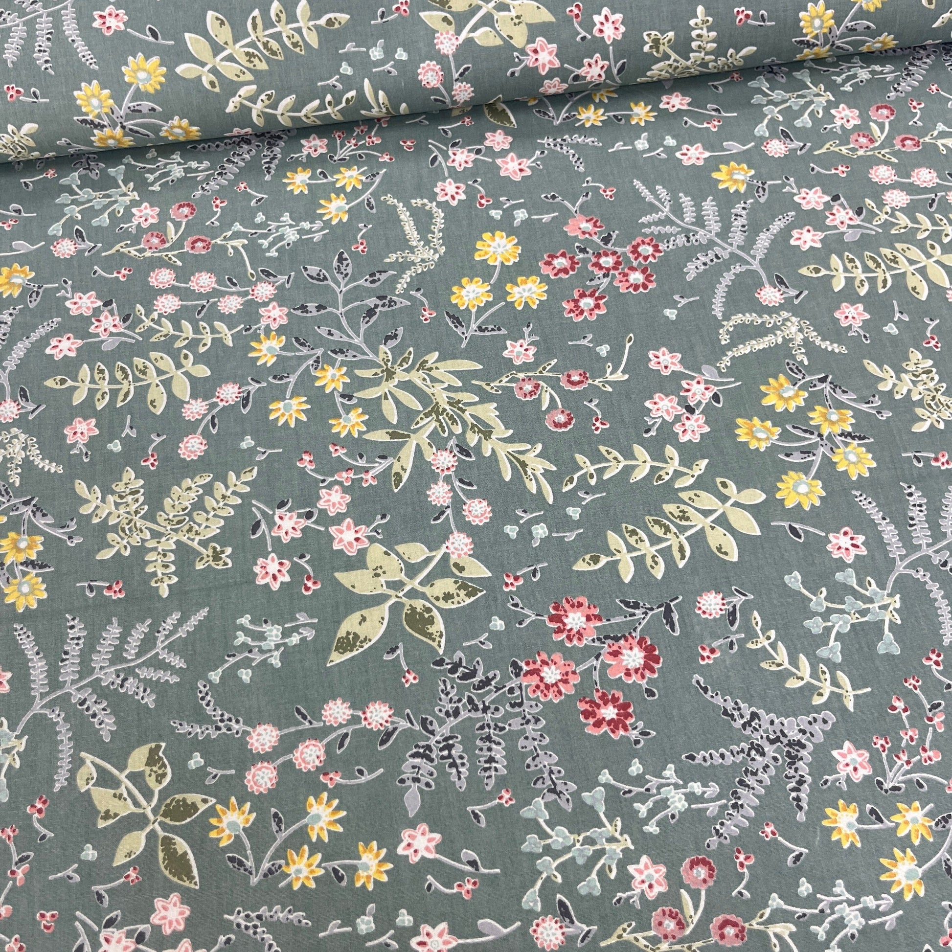 Popeline 100 % Coton Mytissus® - Fleurs sur Fond Sombre Tissu Coton MYTISSUS 