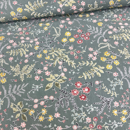 Popeline 100 % Coton Mytissus® - Fleurs sur Fond Sombre Tissu Coton MYTISSUS 