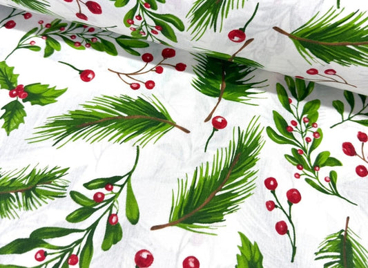 Popeline 100 % Coton Mytissus® - Houx Noël Tissu Coton MYTISSUS 