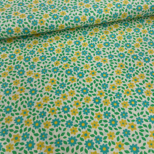 Popeline 100 % Coton Mytissus® - Liberty Jaune Vert Tissu Coton MYTISSUS 