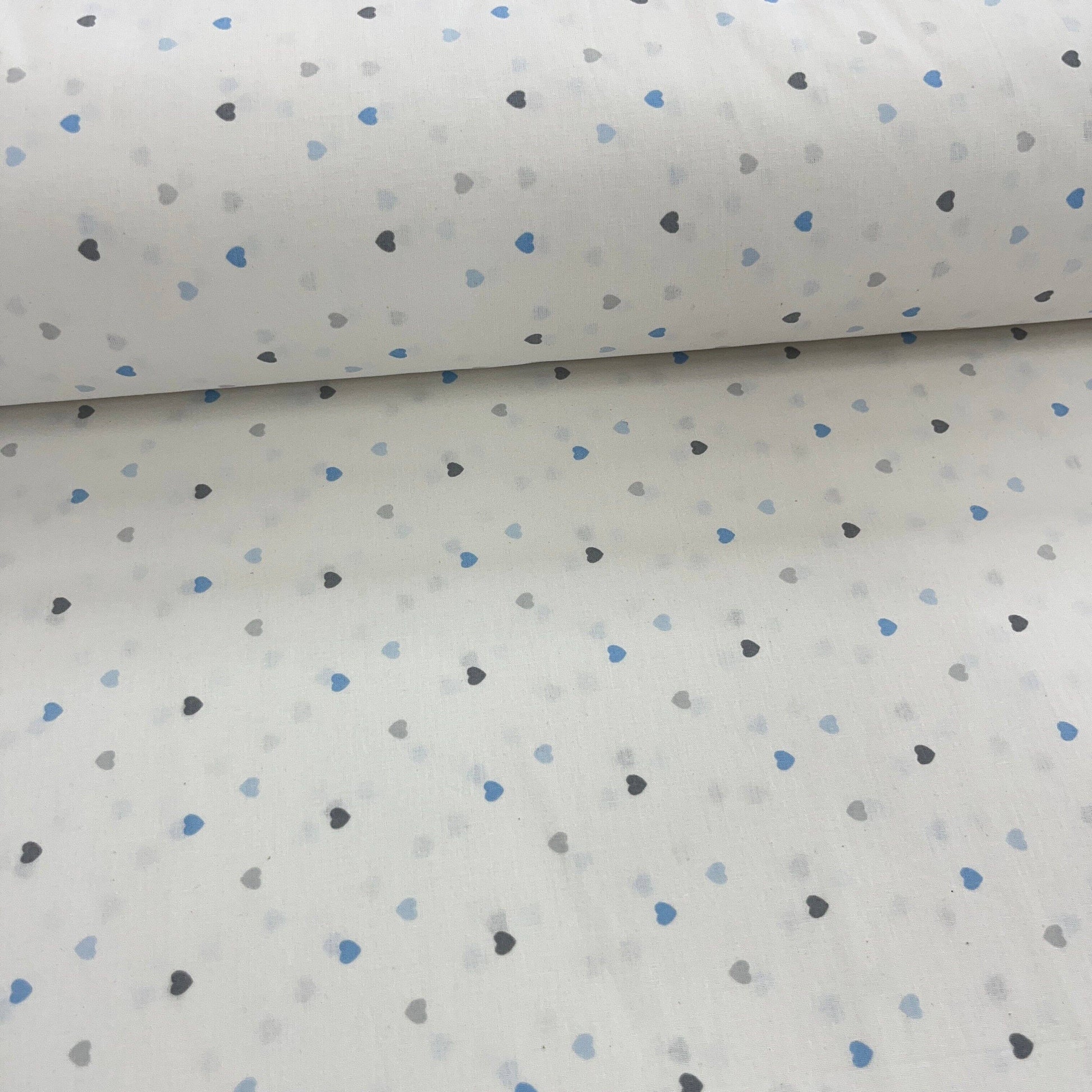 Popeline 100 % Coton Mytissus® - Petits Cœurs Bleus Tissu Coton MYTISSUS 