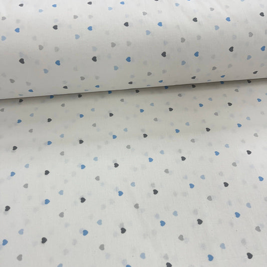 Popeline 100 % Coton Mytissus® - Petits Cœurs Bleus Tissu Coton MYTISSUS 