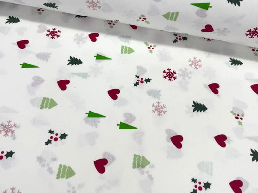 Popeline 100 % Coton Mytissus® - Petits Motifs Noël Tissu Coton MYTISSUS 