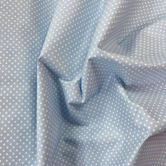 Popeline 100 % Coton Mytissus® - Petits Pois Bleu Ciel - MYTISSUS