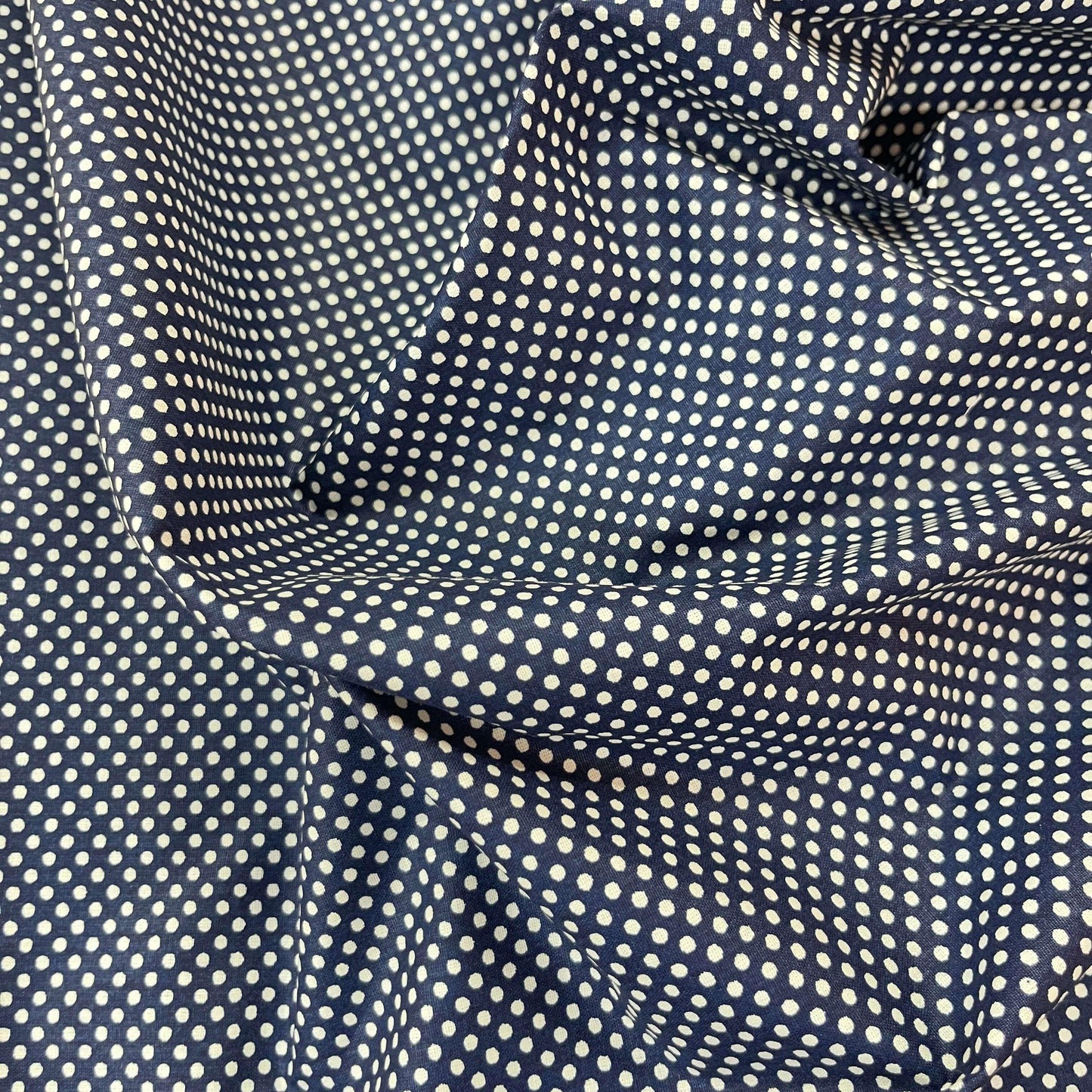 Popeline 100 % Coton Mytissus® - Petits Pois Bleu Marine - MYTISSUS