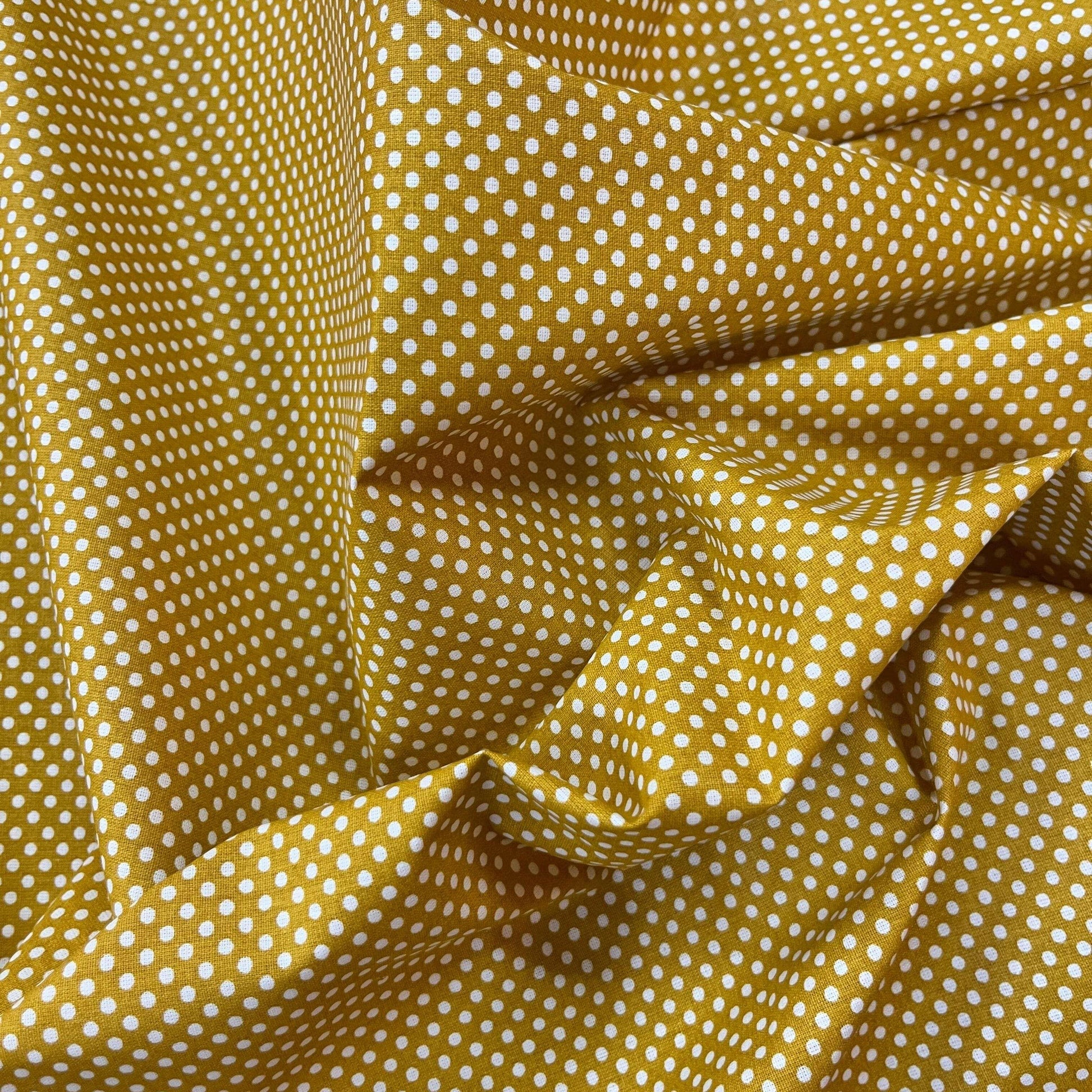 Popeline 100 % Coton Mytissus® - Petits Pois Moutarde - MYTISSUS