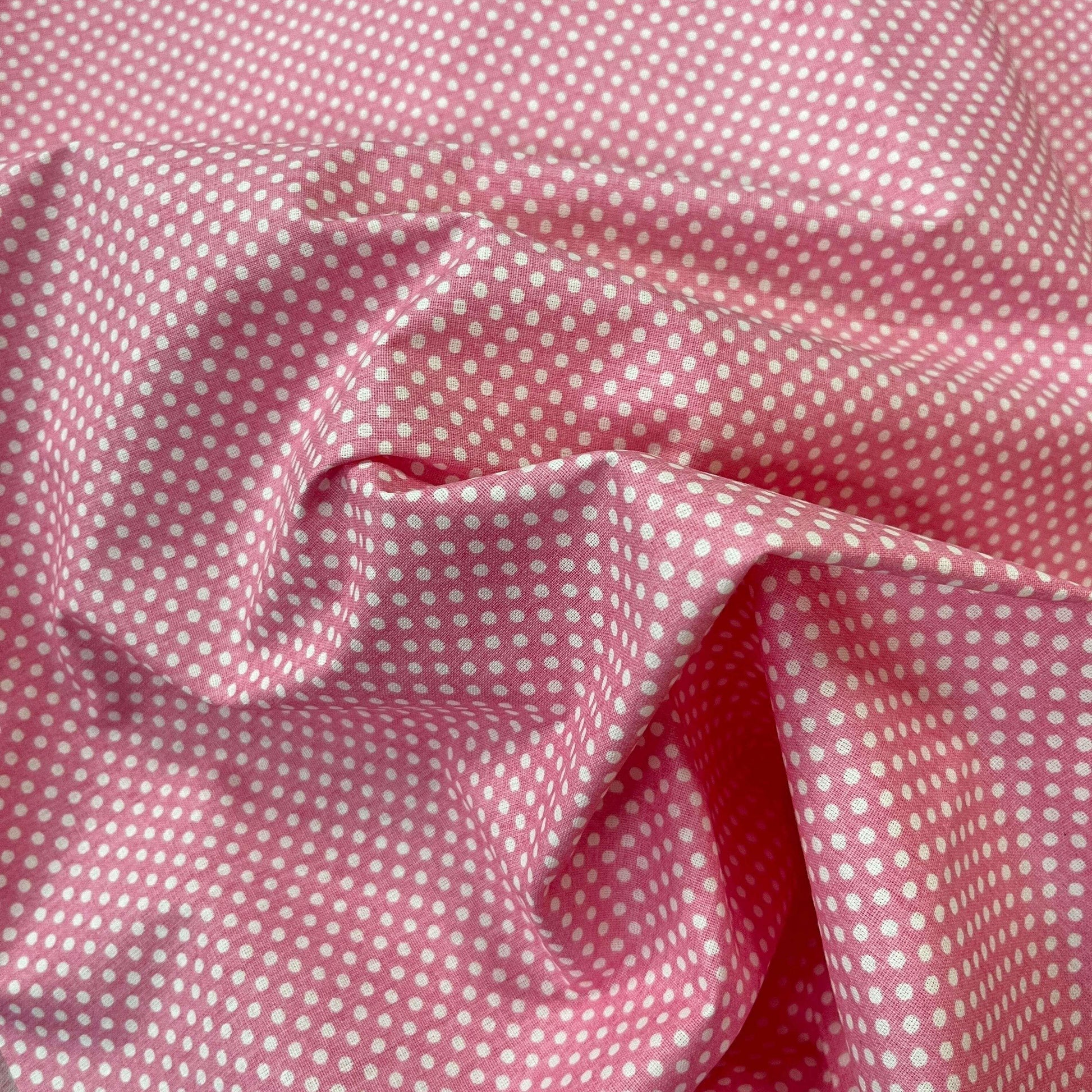 Popeline 100 % Coton Mytissus® - Petits Pois Rose - MYTISSUS