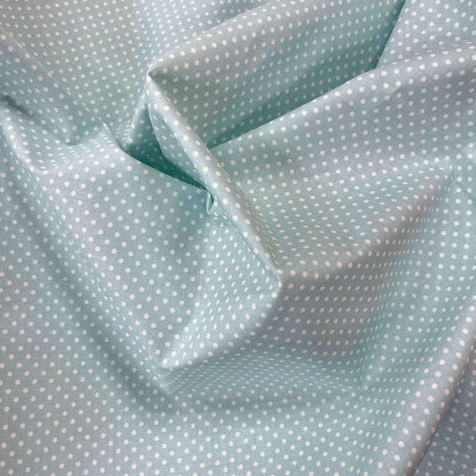 Popeline 100 % Coton Mytissus® - Petits Pois Vert d’Eau - MYTISSUS