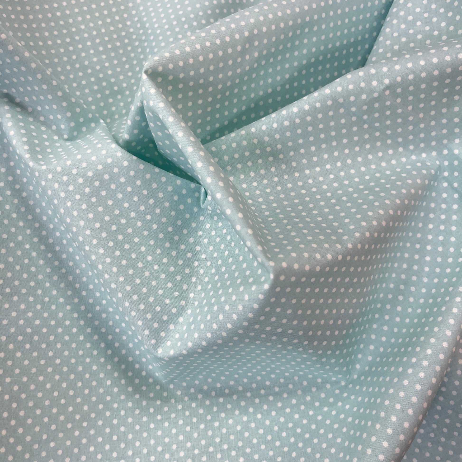 Popeline 100 % Coton Mytissus® - Petits Pois Vert d’Eau Tissu Coton MYTISSUS 