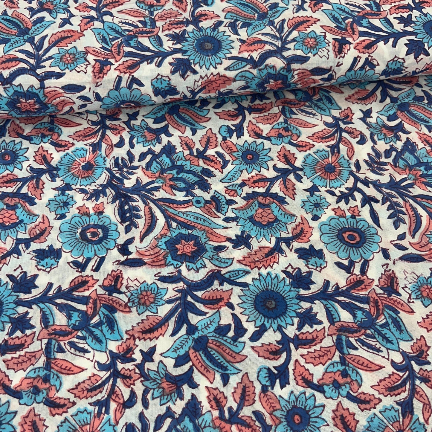 Sanganeri Fleuri Pastel - Teinture Main MYTISSUS 