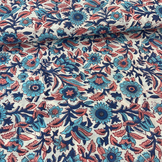 Sanganeri Fleuri Pastel - Teinture Main MYTISSUS 