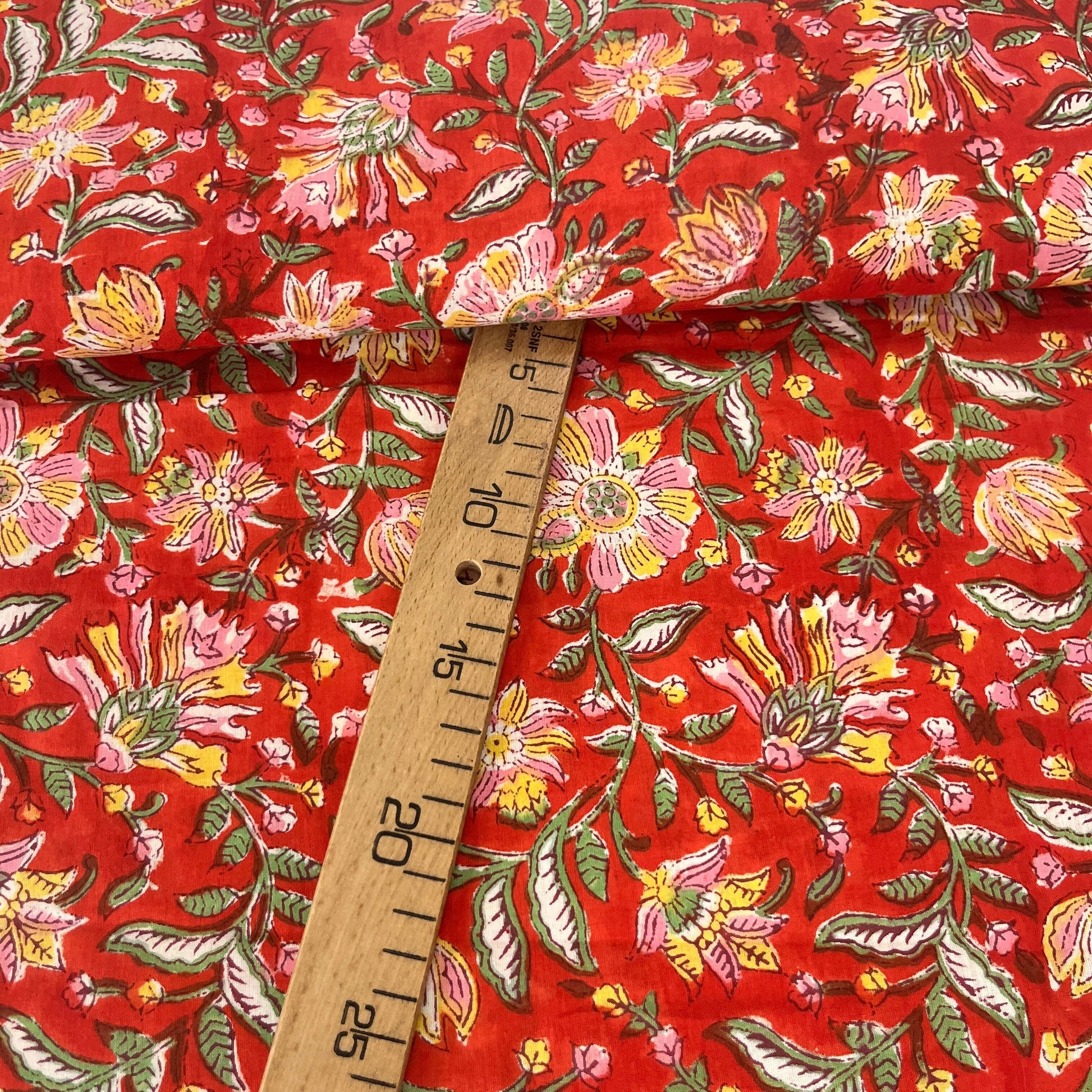 Sanganeri Fleuri Rouge - Teinture Main MYTISSUS 