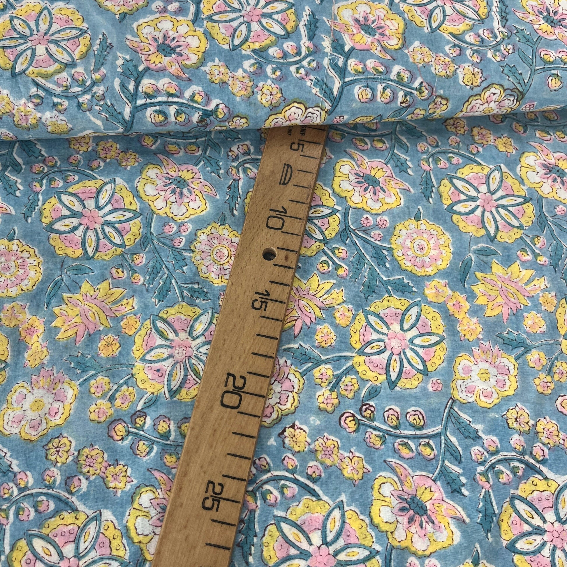 Sanganeri Fleuri Turquoise - Teinture Main MYTISSUS 