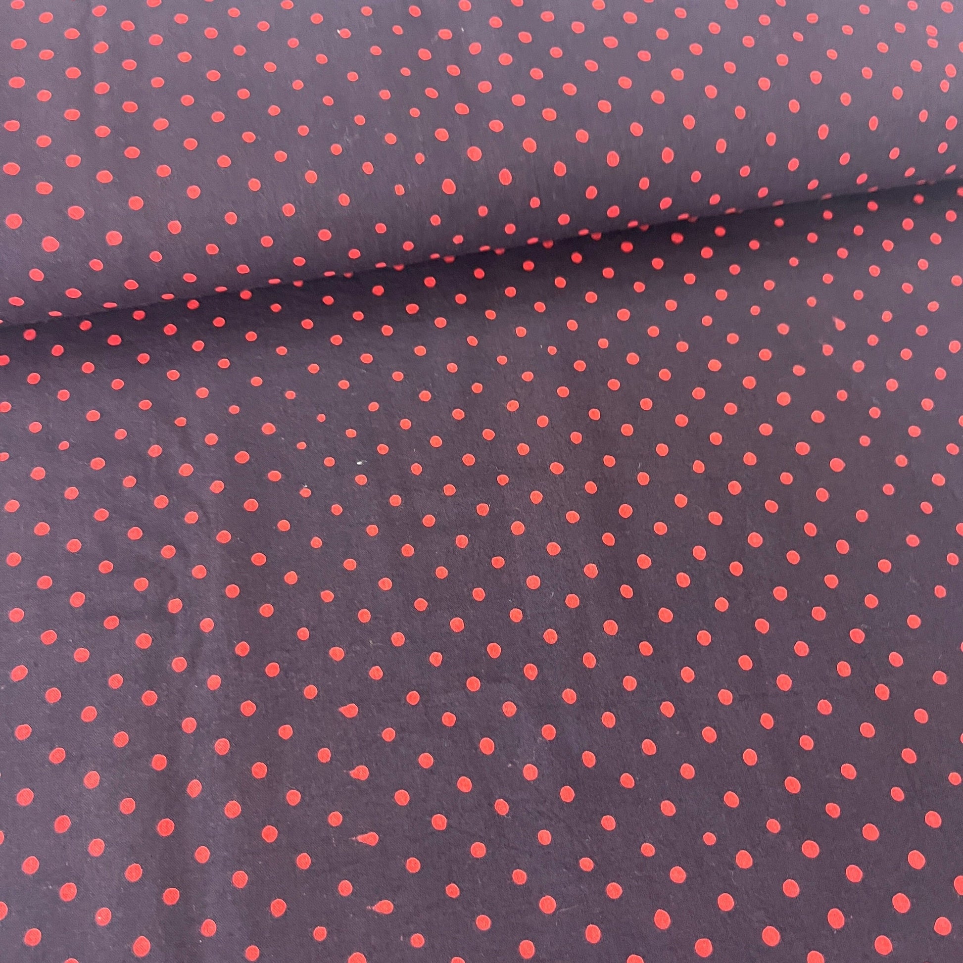 Sanganeri Pois Rouges sur Noir - Teinture Main MYTISSUS 