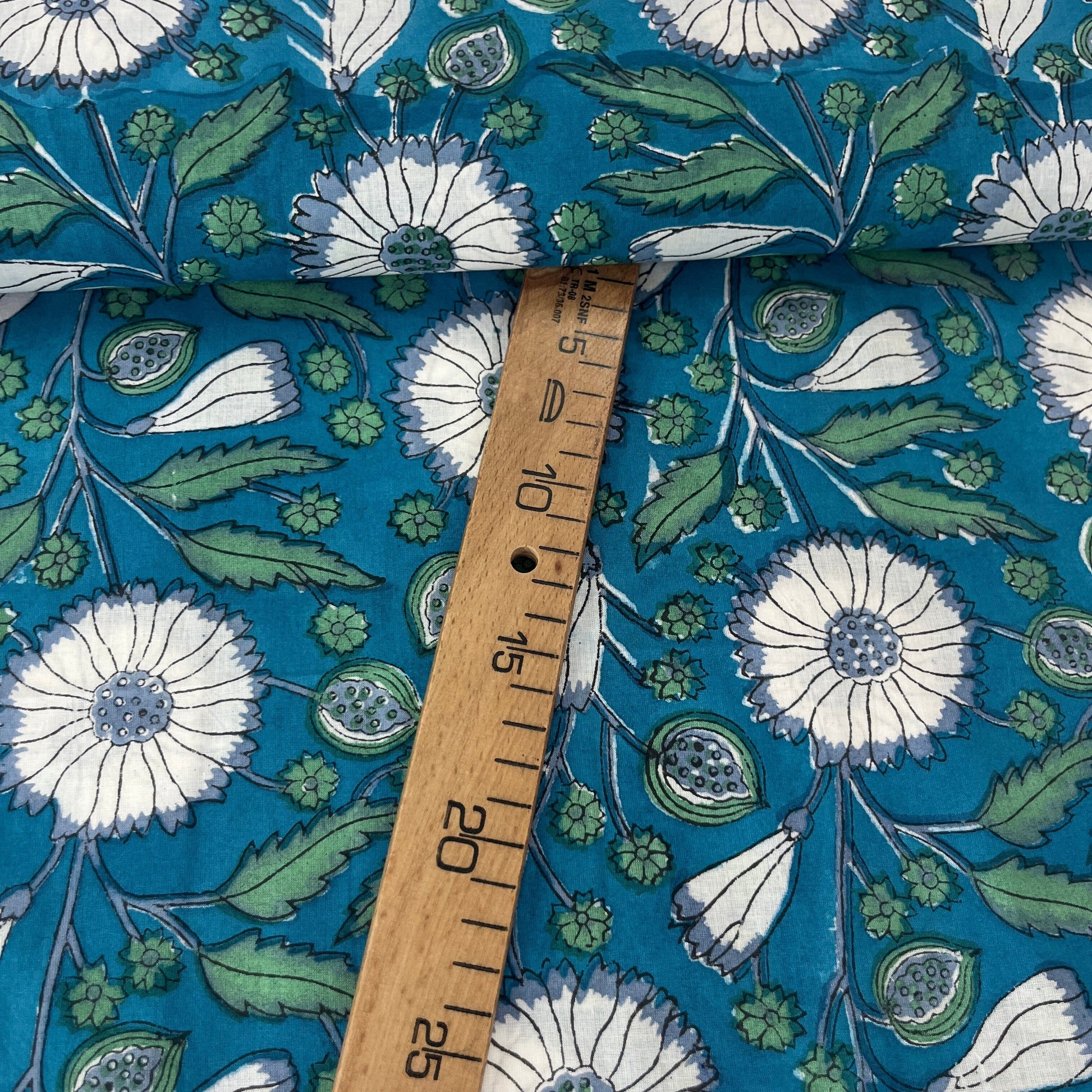 Sanganeri Vert et Bleu Canard - Teinture Main MYTISSUS 