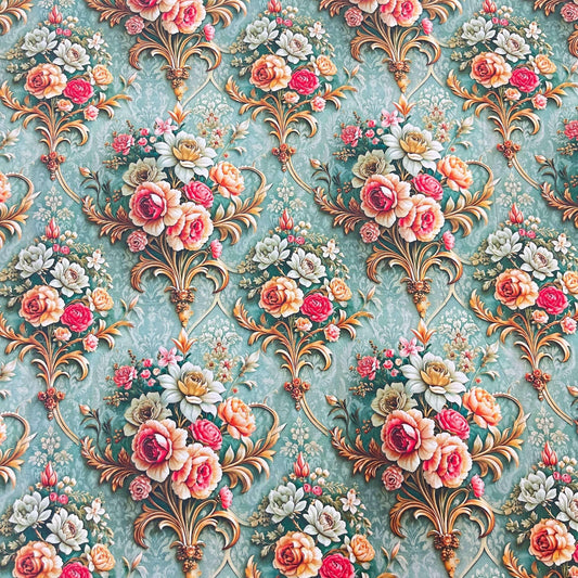 Tissu Coton 3D - Bouquets Vintage - MYTISSUS