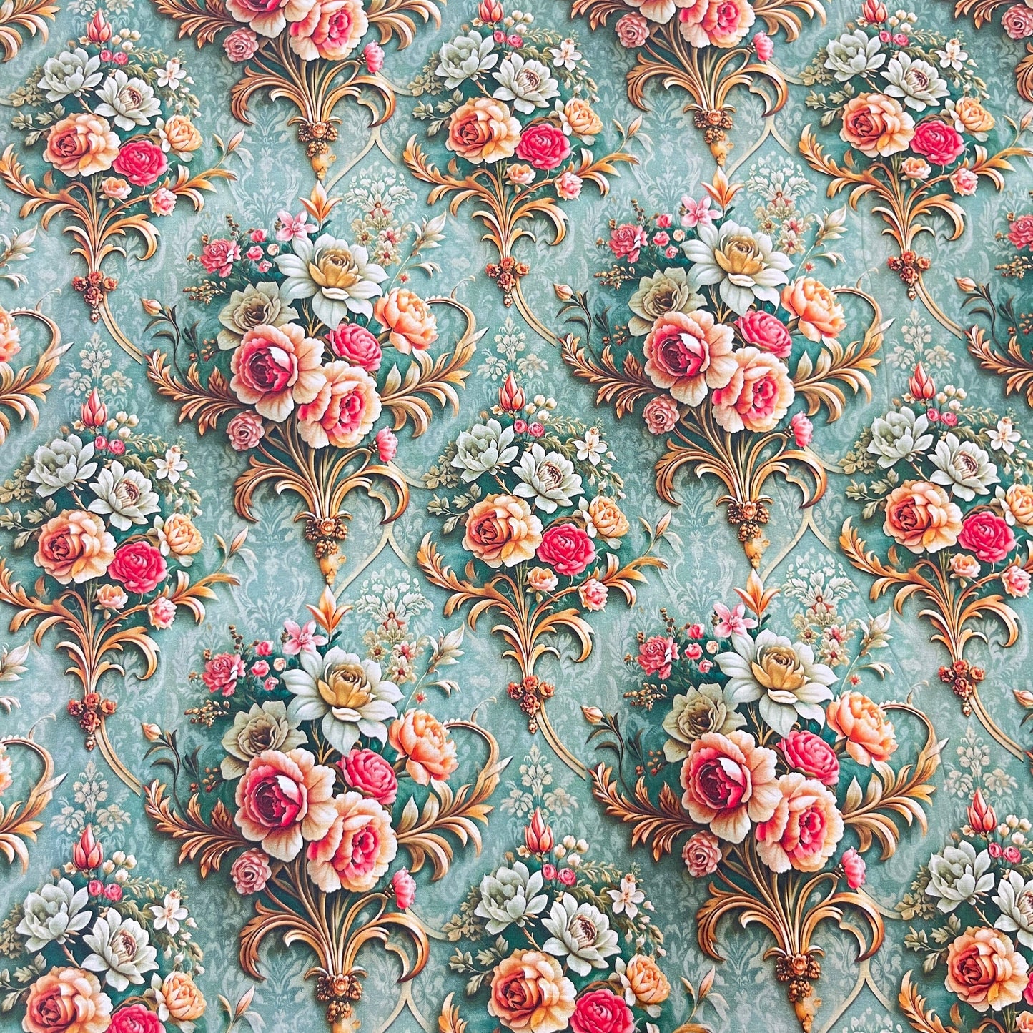 Tissu Coton 3D - Bouquets Vintage MYTISSUS 