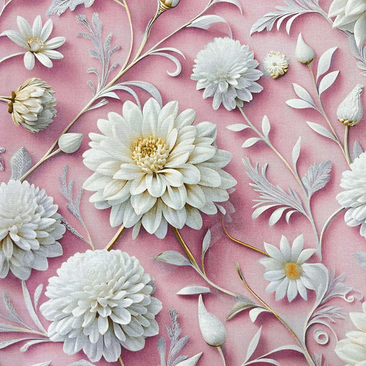 Tissu Coton 3D - Fleurs de Printemps - MYTISSUS