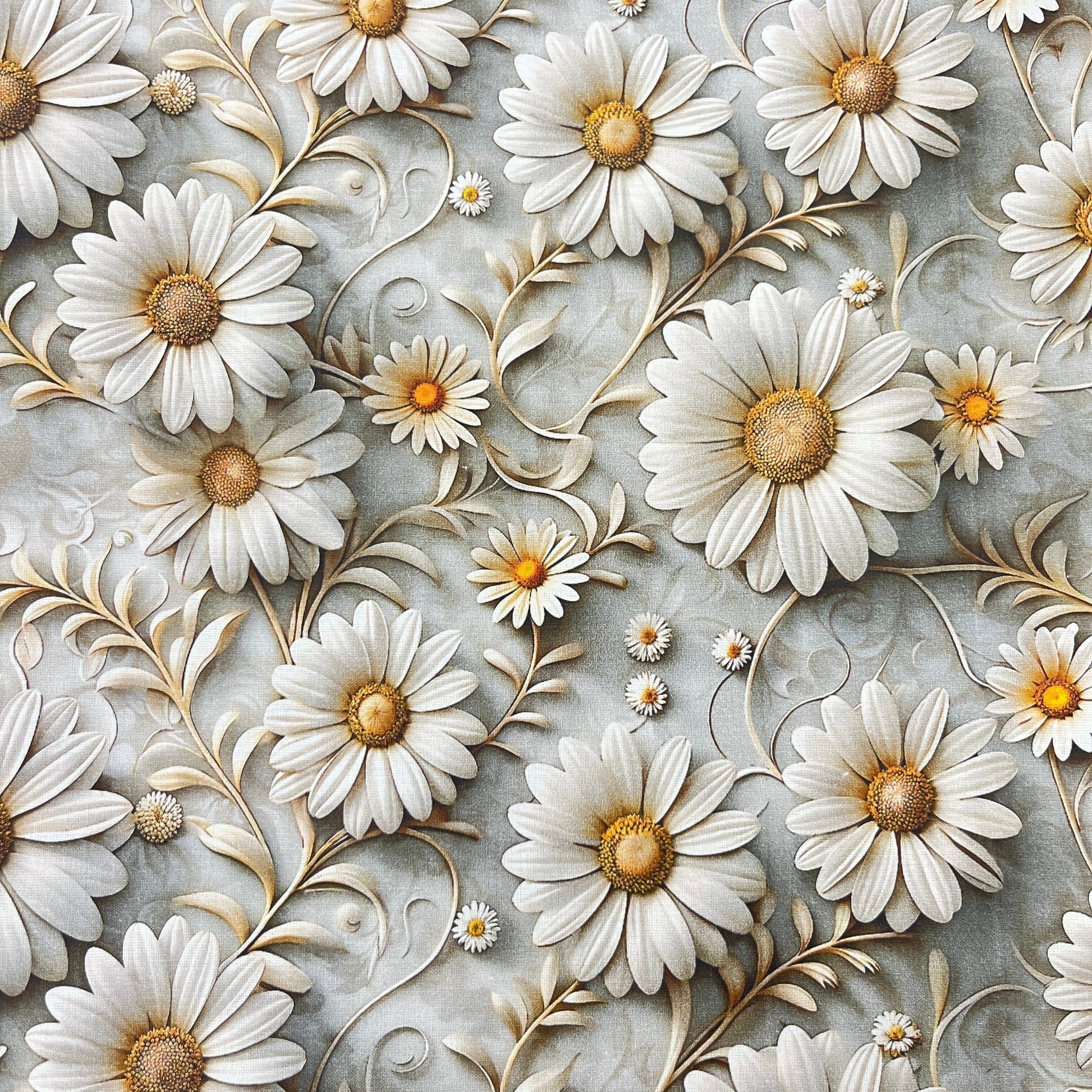 Tissu Coton 3D - Marguerites MYTISSUS 
