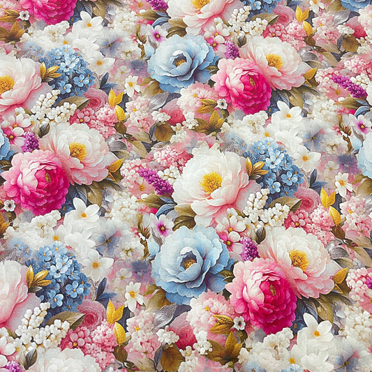 Tissu Coton 3D - Roses Aquarelle MYTISSUS 