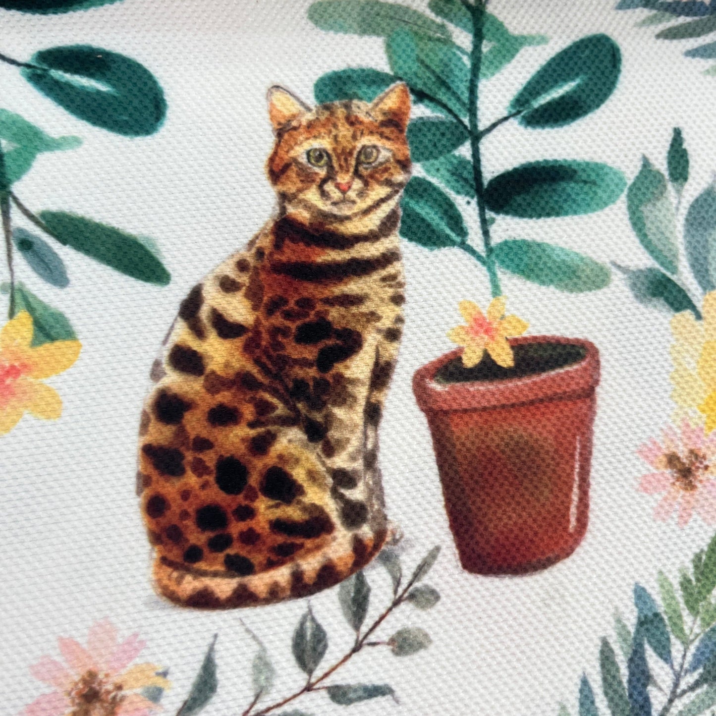 Tissu Impression Numérique - Chats et Pots de Fleurs Tissu Ameublement MYTISSUS 