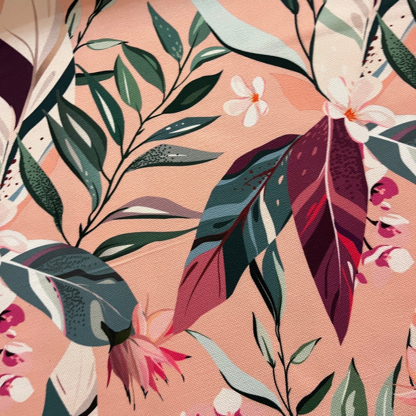 Tissu Impression Numérique - Feuillages Élégants Rose Tissu Ameublement MYTISSUS 