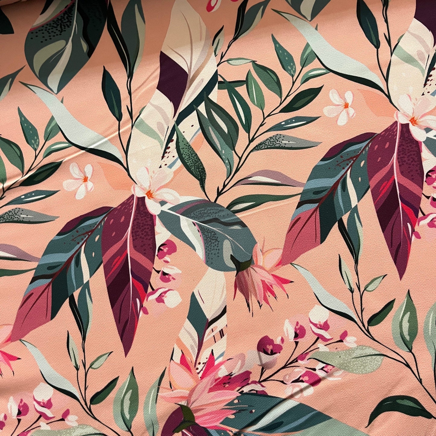 Tissu Impression Numérique - Feuillages Élégants Rose Tissu Ameublement MYTISSUS 