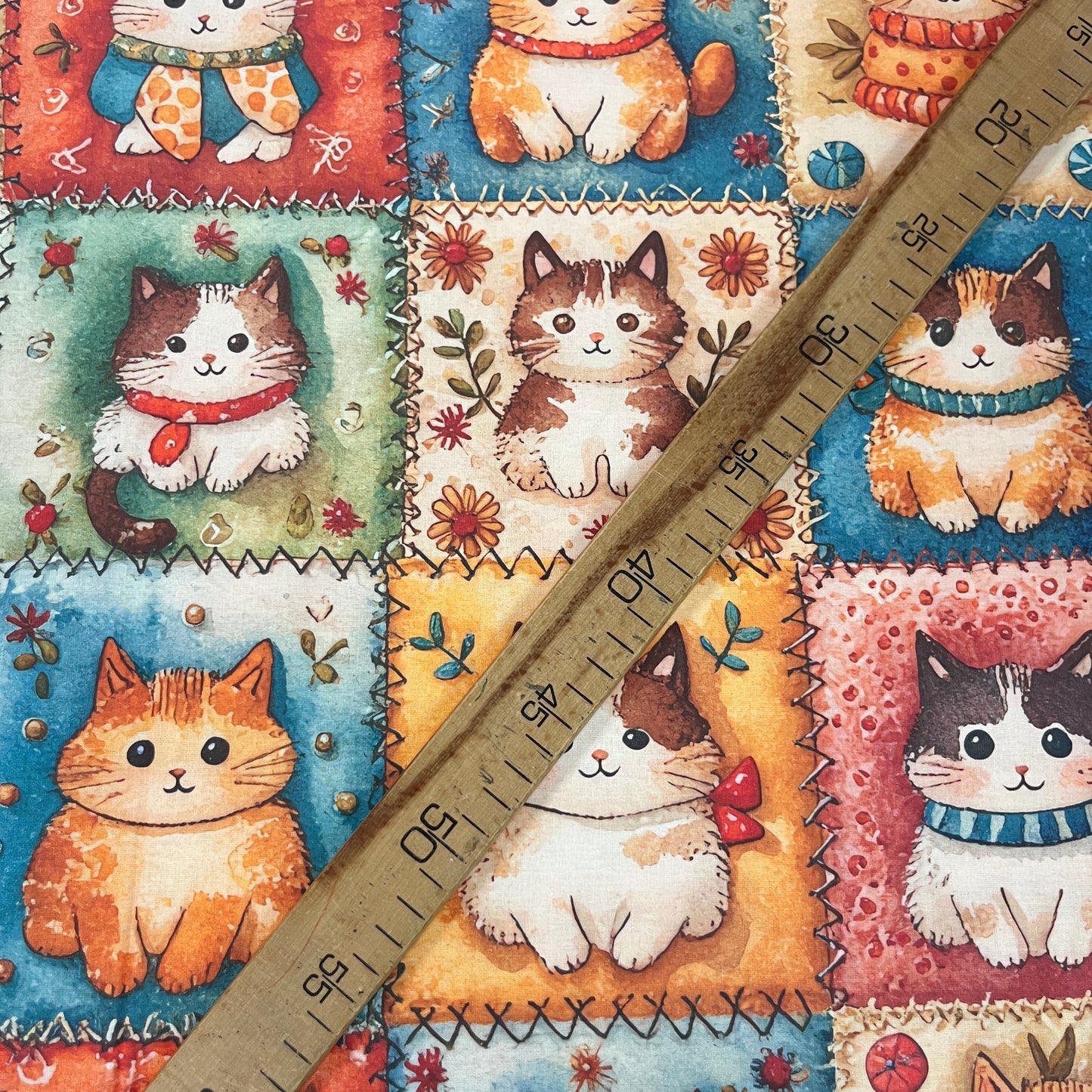 Tissu Popeline Coton 240cm — Chatons Aquarelle Patchwork Collection Câline | Exclusivité MyTissus